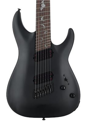 Schecter Damien-7 Multiscale Guitar Satin Black Body View